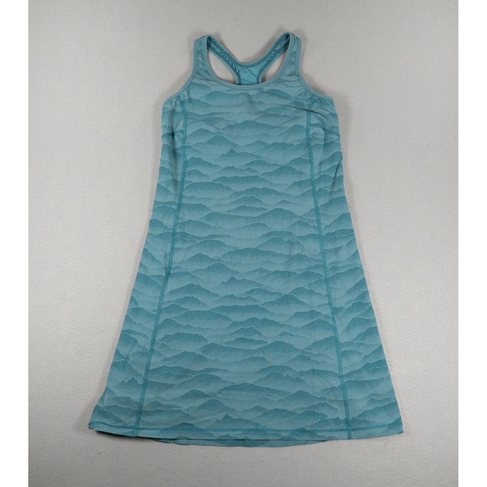 Fjallraven Womens High Coast Strap Dress Small Teal Mountain Print Racerback